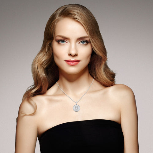 1/10 CT. Round Natural Diamond Starburst Disc Pendant