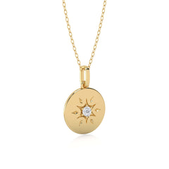 1/10 CT. Round Natural Diamond Starburst Disc Pendant