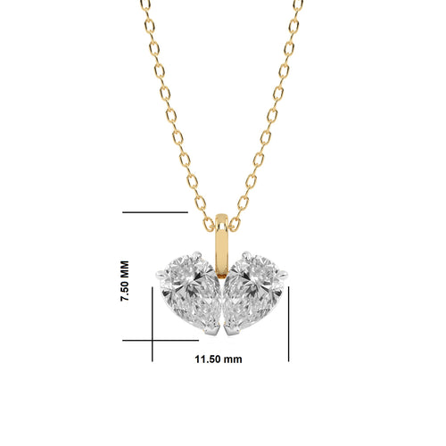 1/4 CT.Toi et Moi Pear Natural Diamond Pendant