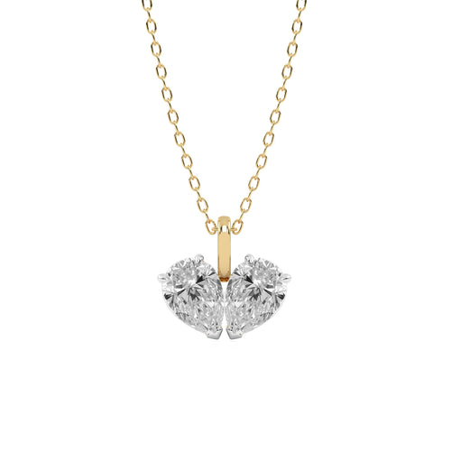 1/4 CT.Toi et Moi Pear Natural Diamond Pendant