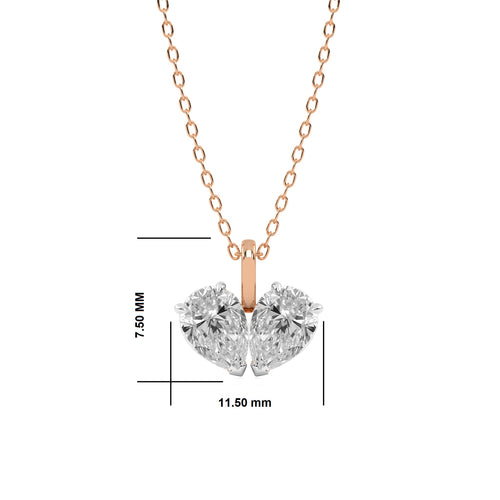 1/4 CT.Toi et Moi Pear Natural Diamond Pendant