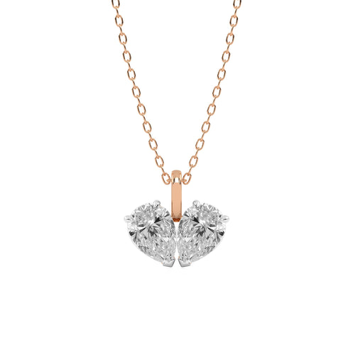 1/4 CT.Toi et Moi Pear Natural Diamond Pendant