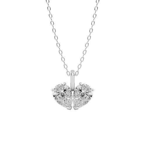 1/4 CT.Toi et Moi Pear Natural Diamond Pendant