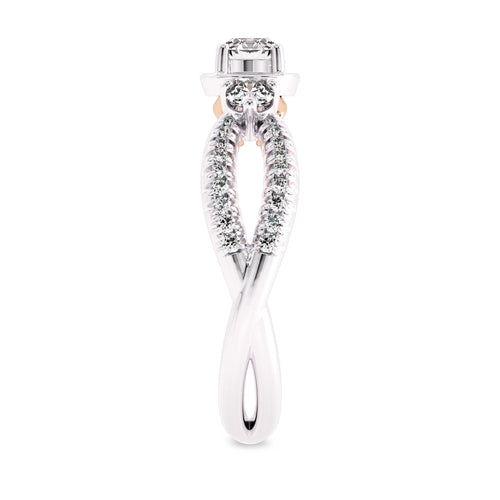 3/4 CT Infinity Twist Three Stone Lab Created Diamond Engagement Ring