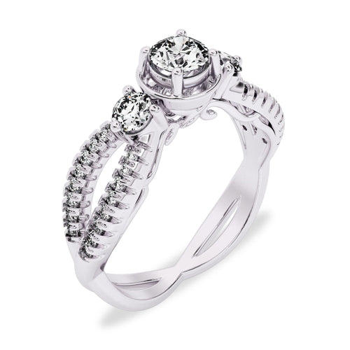 3/4 CT Infinity Twist Three Stone Lab Created Diamond Engagement Ring