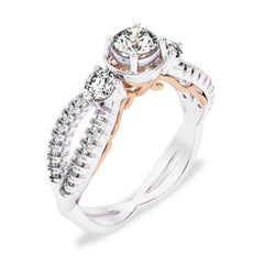 3/4 CT Infinity Twist Three Stone Lab Created Diamond Engagement Ring