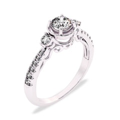 5/8 CT. Three Stone Style Two Tone Lab Created Diamond Engagement Ring