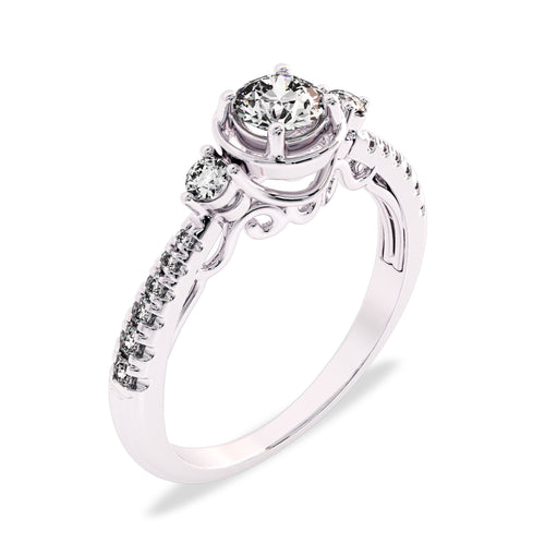 5/8 CT. Three Stone Style Two Tone Lab Created Diamond Engagement Ring