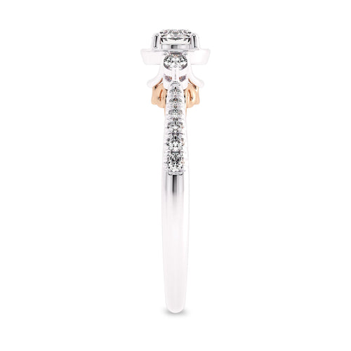 5/8 CT. Three Stone Style Two Tone Lab Created Diamond Engagement Ring