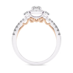5/8 CT. Three Stone Style Two Tone Lab Created Diamond Engagement Ring