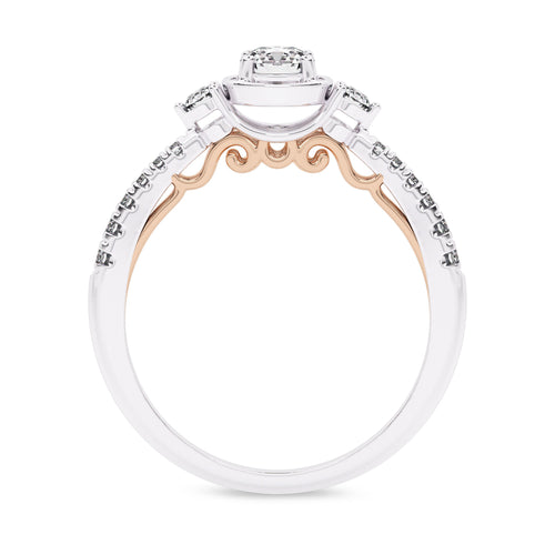 5/8 CT. Three Stone Style Two Tone Lab Created Diamond Engagement Ring