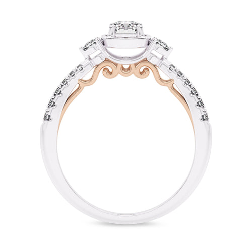 5/8 CT. Three Stone Style Two Tone Lab Created Diamond Engagement Ring