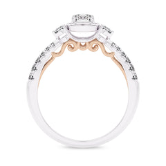 5/8 CT. Three Stone Style Two Tone Lab Created Diamond Engagement Ring