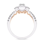 5/8  CT. Three stone style Two Tone Engagement Ring