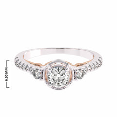 5/8 CT. Three Stone Style Two Tone Lab Created Diamond Engagement Ring