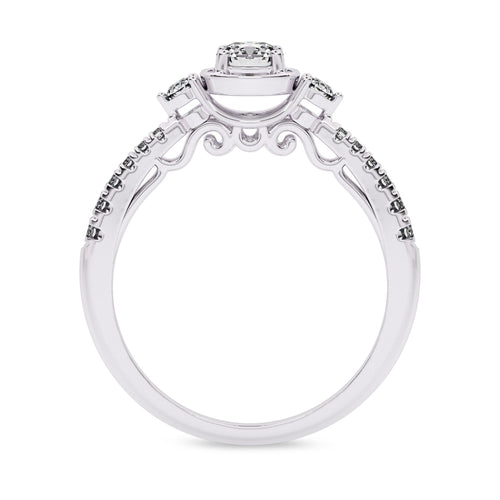 5/8 CT. Three Stone Style Two Tone Lab Created Diamond Engagement Ring