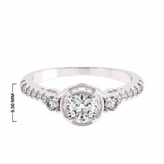 5/8 CT. Three Stone Style Two Tone Lab Created Diamond Engagement Ring