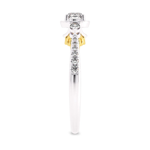 5/8 CT. Three Stone Style Two Tone Lab Created Diamond Engagement Ring