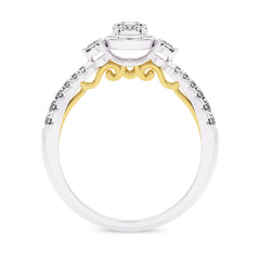 5/8 CT. Three Stone Style Two Tone Lab Created Diamond Engagement Ring