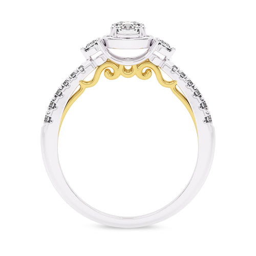 5/8 CT. Three Stone Style Two Tone Lab Created Diamond Engagement Ring