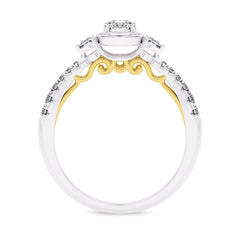 5/8 CT. Three Stone Style Two Tone Lab Created Diamond Engagement Ring