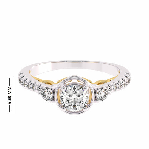 5/8 CT. Three Stone Style Two Tone Lab Created Diamond Engagement Ring
