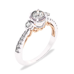 5/8 CT. Three Stone Style Two Tone Lab Created Diamond Engagement Ring