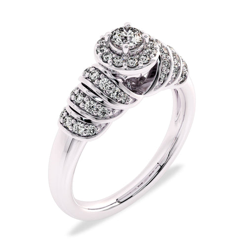 1/2 CT Round Lab Created Diamond Halo Engagement Ring