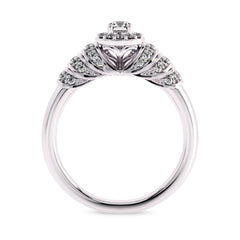 1/2 CT Round Diamond Halo Engagement Ring