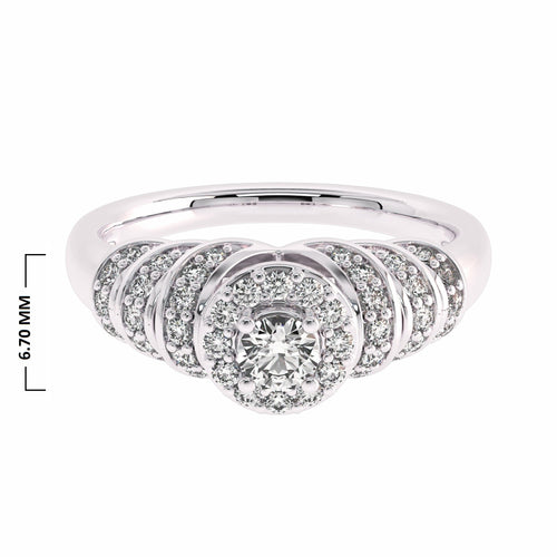 1/2 CT Round Diamond Halo Engagement Ring