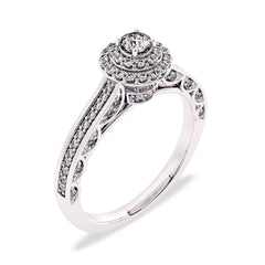 1/2 CT Round Lab Created Diamond Double Halo Engagement Ring