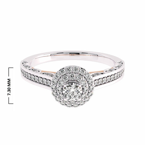 1/2 CT Round Lab Created Diamond Double Halo Engagement Ring