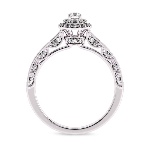 1/2 CT Round Lab Created Diamond Double Halo Engagement Ring