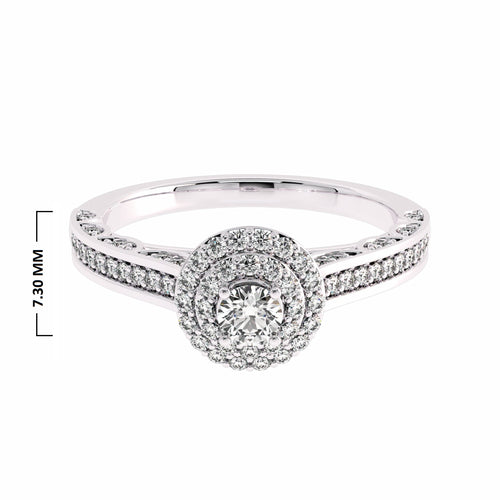 1/2 CT Round Lab Created Diamond Double Halo Engagement Ring