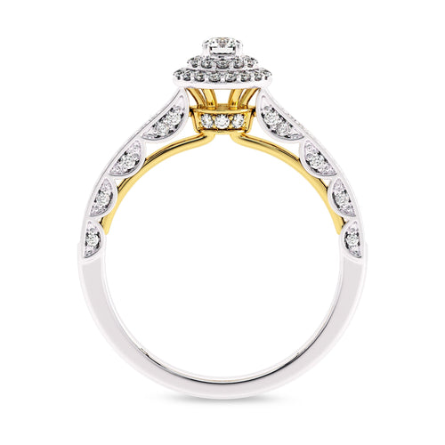 1/2 CT Round Lab Created Diamond Double Halo Engagement Ring