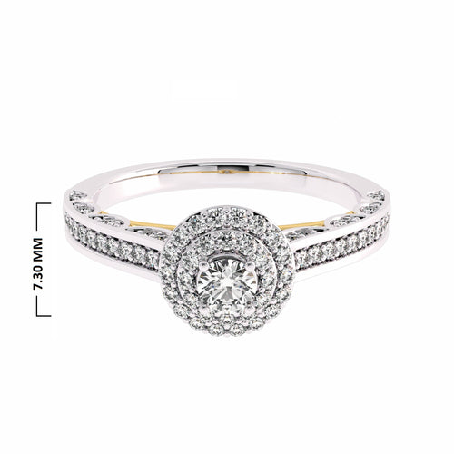 1/2 CT Round Lab Created Diamond Double Halo Engagement Ring