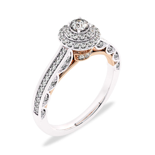 1/2 CT Round Lab Created Diamond Double Halo Engagement Ring