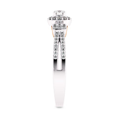 1/2 CT. Round Lab Created Diamond Studded Halo Engagement Ring with Split Shank