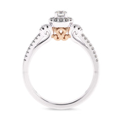 1/2 CT. Round Lab Created Diamond Studded Halo Engagement Ring with Split Shank