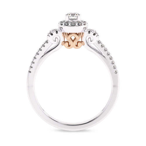 1/2 CT. Round Lab Created Diamond Studded Halo Engagement Ring with Split Shank