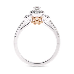 1/2 CT. Round Lab Created Diamond Studded Halo Engagement Ring with Split Shank