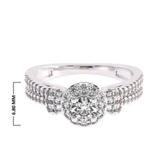 1/2 CT. Round Lab Created Diamond Studded Halo Engagement Ring with Split Shank