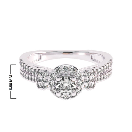 1/2 CT. Round Lab Created Diamond Studded Halo Engagement Ring with Split Shank
