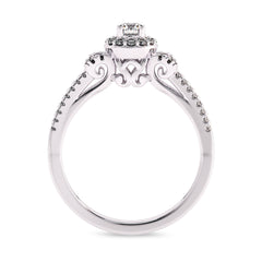 1/2 CT. Round Lab Created Diamond Studded Halo Engagement Ring with Split Shank