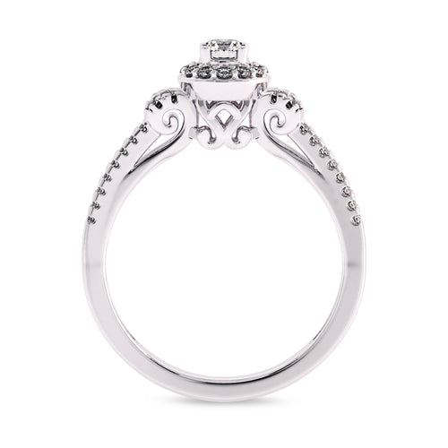 1/2 CT. Round Lab Created Diamond Studded Halo Engagement Ring with Split Shank