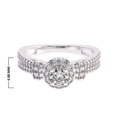 1/2 CT. Round Lab Created Diamond Studded Halo Engagement Ring with Split Shank