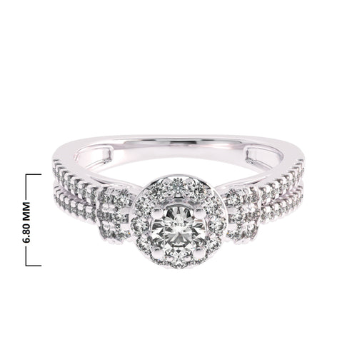 1/2 CT. Round Lab Created Diamond Studded Halo Engagement Ring with Split Shank