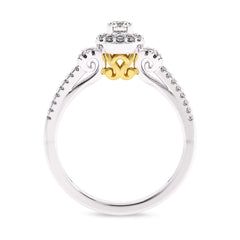1/2 CT. Round Lab Created Diamond Studded Halo Engagement Ring with Split Shank