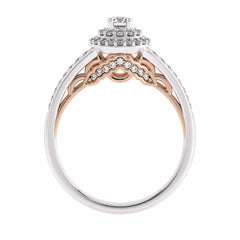 1/2 CT Round Diamond Halo Engagement Ring