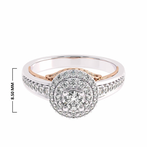 1/2 CT Round Diamond Halo Engagement Ring